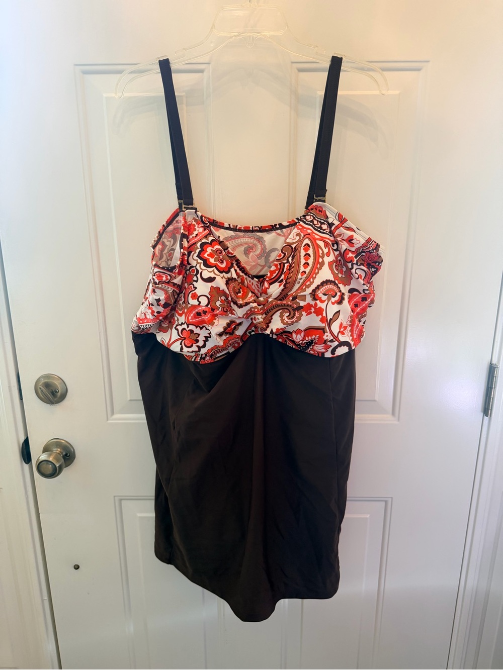 Fashion Bug - Paisley Swim Dress- Brown/Orange
